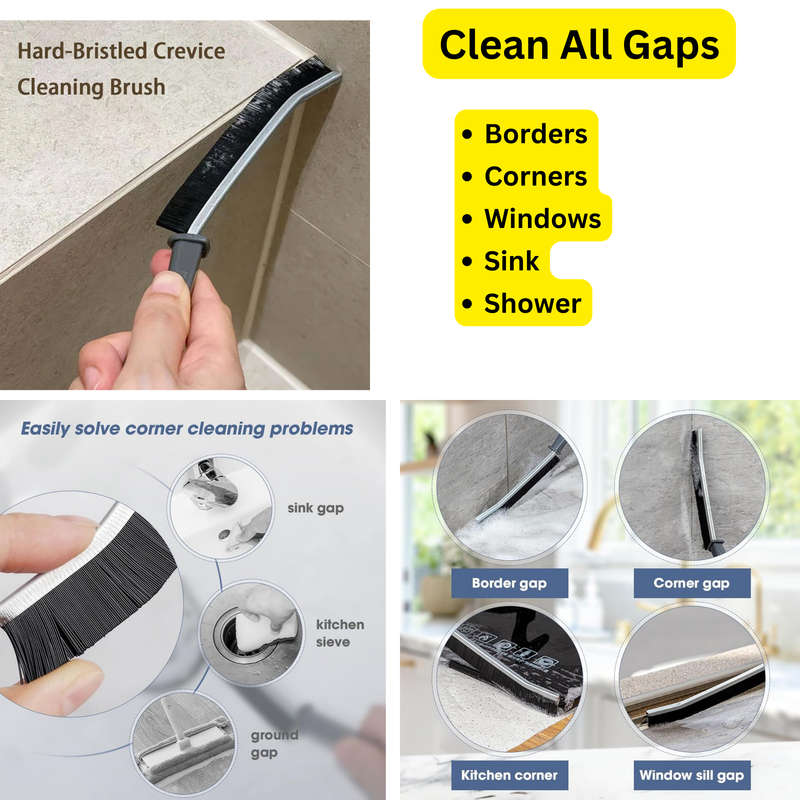 3 Piece Crevice Cleaning Brush, Hard Bristle, Grout Brush, Shower Brush