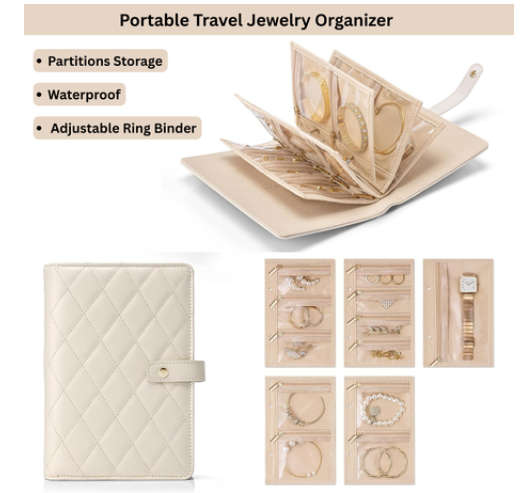 Travel Jewellery Organizer Case, Jewellery Storage Book Clear Ring Binder
