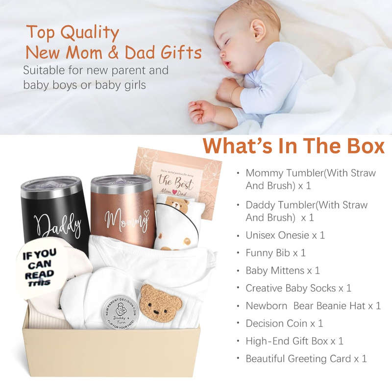 8 Piece Newborn Gift Set, New Mom Gifts, Pregnancy Gifts, Baby Shower Gift
