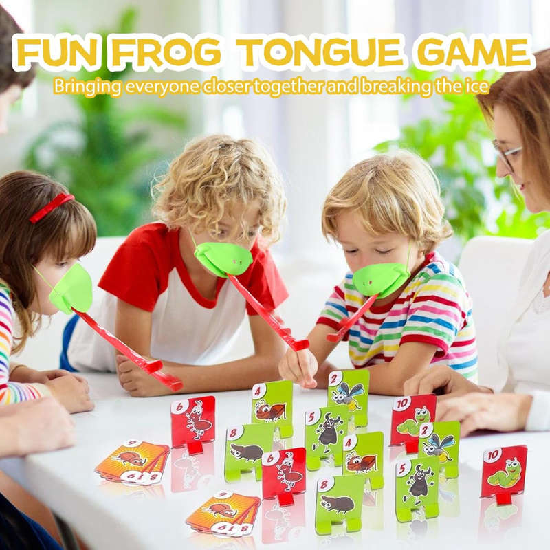 4 Pieces Frog Tongue Fun Game and 3D Colorful Gear Sphere Ball, Party Game