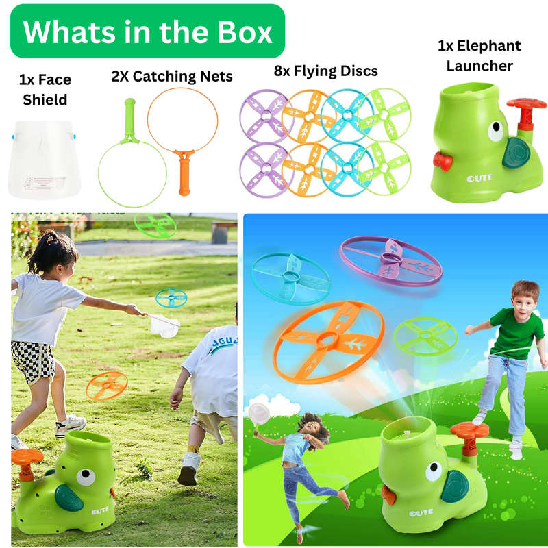 Elephant Butterfly Catching Toy, Flying Disc Rocket Launcher, Outdoor Games