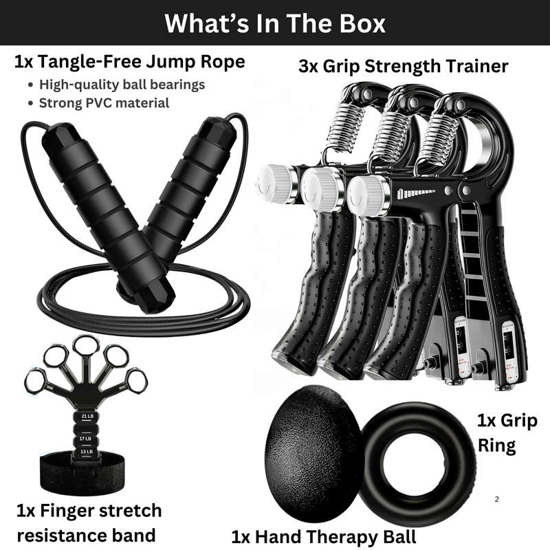 Tangle Free Jump Rope, Grip Strength Trainer Kit with Automatic Count & Bag