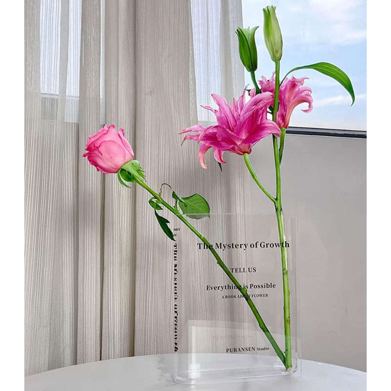 Acrylic Book Vase, Flower Vase, Home Decor, Book Shelf Decor, Clear Vase