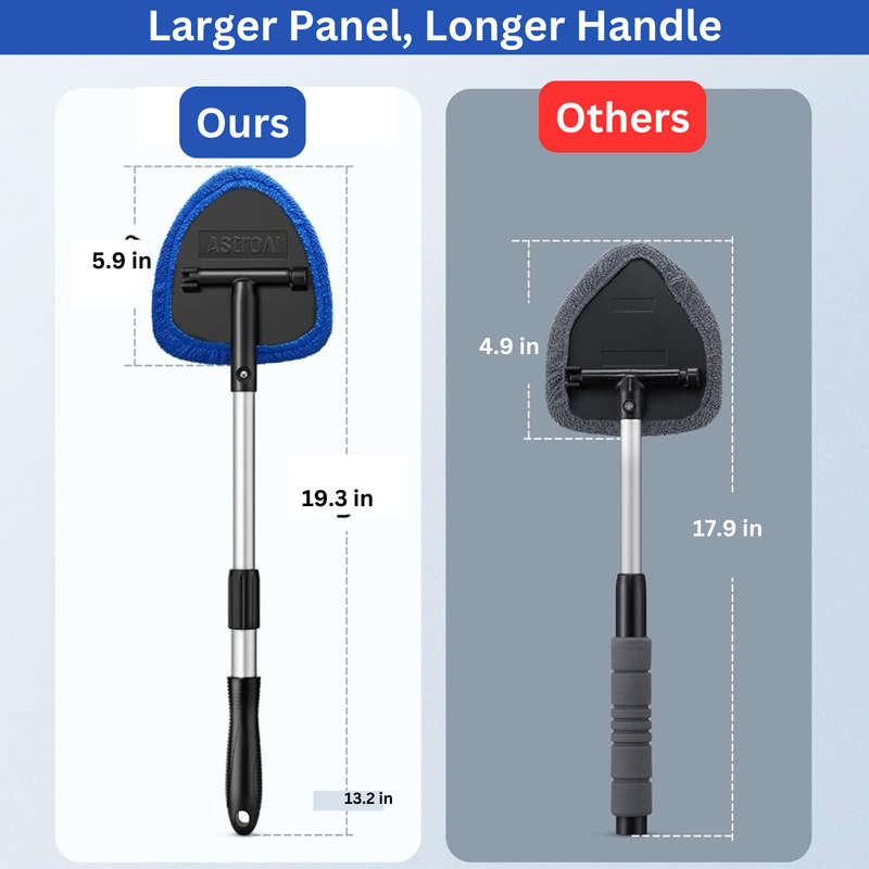 Car Cleaning Tool with 4 Microfiber Pads, Extendable Handle & Spray Bottle