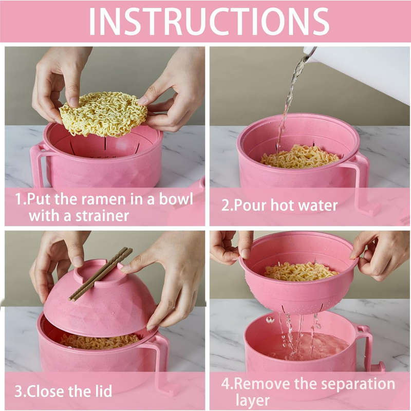 14 Pack Ramen Noodle Bowl & Plates Set, Instant Microwave Bowl, Portable