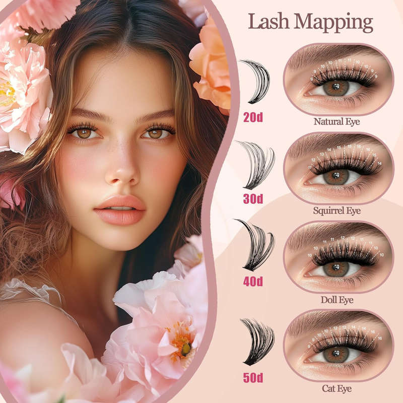 640 Pieces Lash Clusters Extension Kit With Lash Bond, Seal, Remover & Tweezer
