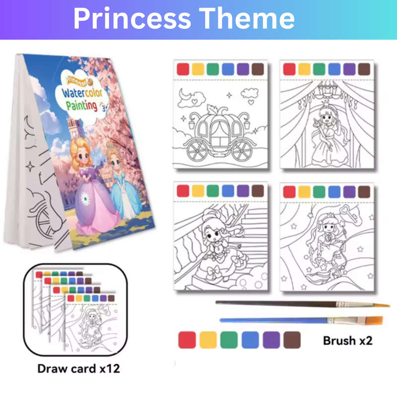 3 Pack Reusable Magic Water Coloring Book, Craft Toy With 6 Brushes