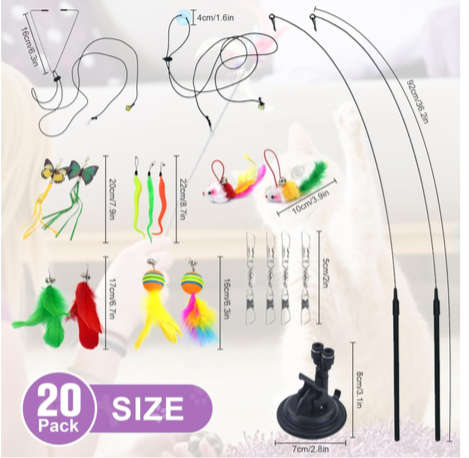 Cat Feather Toys Set, Interactive Toys, Cat Wand Toys, Hanging Cat Toys