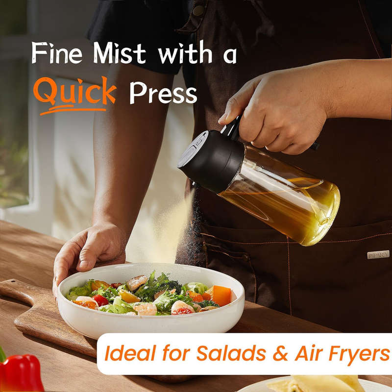 2 Pack 2-in-1 Olive Oil Sprayer With Brush & Labels For Cooking, Air Fryer