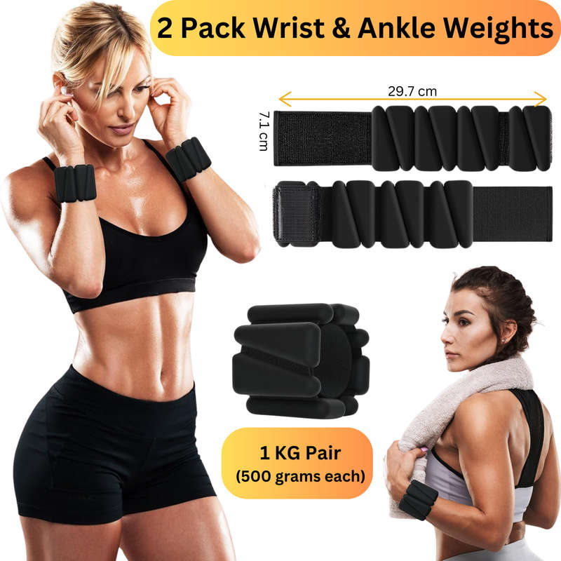 2 Pieces Adjustable Wrist Weights Bands, Ankle Weights for Women & Men