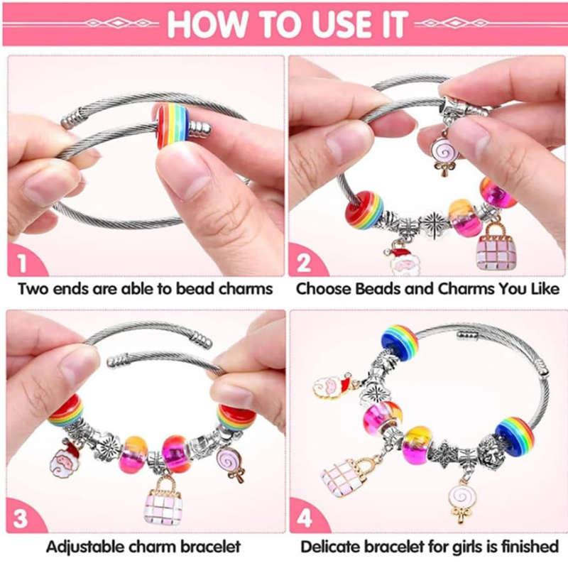 112 Pieces Charms Bracelet Making Kit for Girls, Jewelry Necklace Making Set