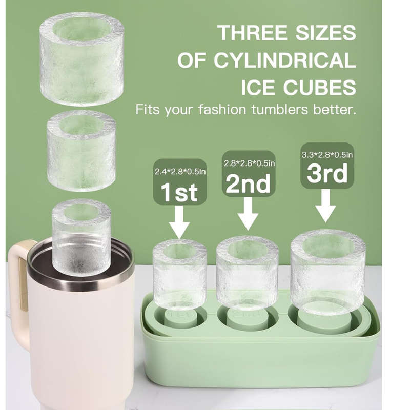 3 Pieces Ice Cube Tray For Tumbler Cup With 3 Cute Hat Shape Straw Covers Cap