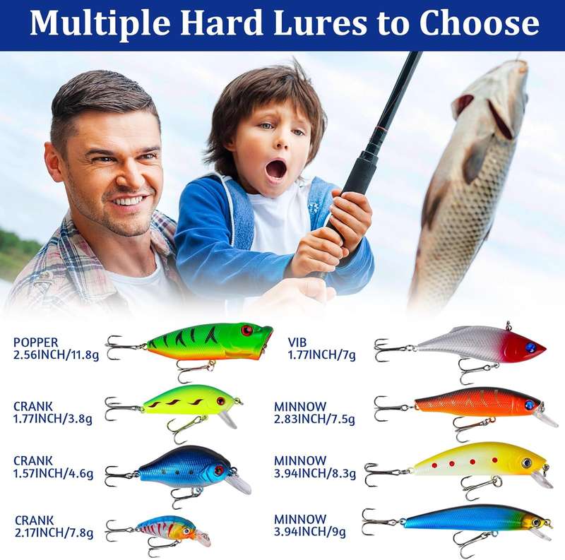 24 Piece Fishing Lures Kit, Fishing Advent Calendar 2025, Gift Packaging