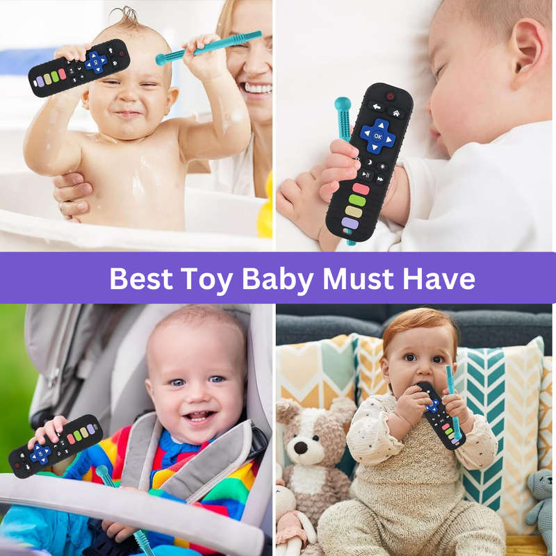 4 Pcs Baby Teething Toys, Silicone Teething TV Remote, Sensory Chew Toy
