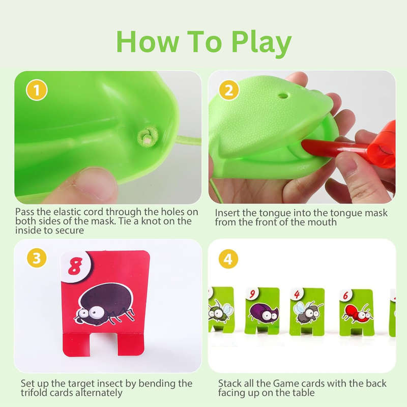 4 Pieces Frog Tongue Fun Game and 3D Colorful Gear Sphere Ball, Party Game