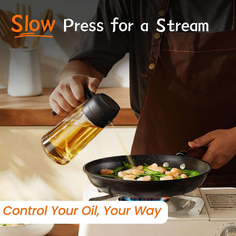 2 Pack 2-in-1 Olive Oil Sprayer With Brush & Labels For Cooking, Air Fryer
