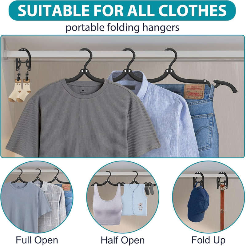 5 Pieces Travel Foldable Hangers With Clips, Portable Travel Essentials