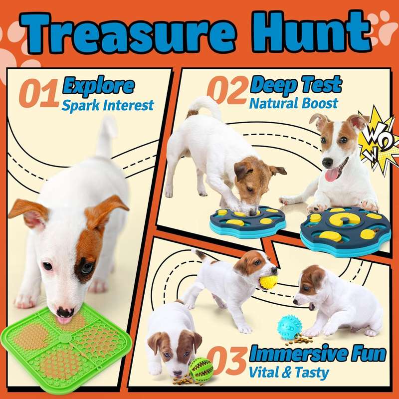 9 Pack Dog Puzzle Toy Set, Dog Enrichment Toys with Lick Mat & Treat Balls