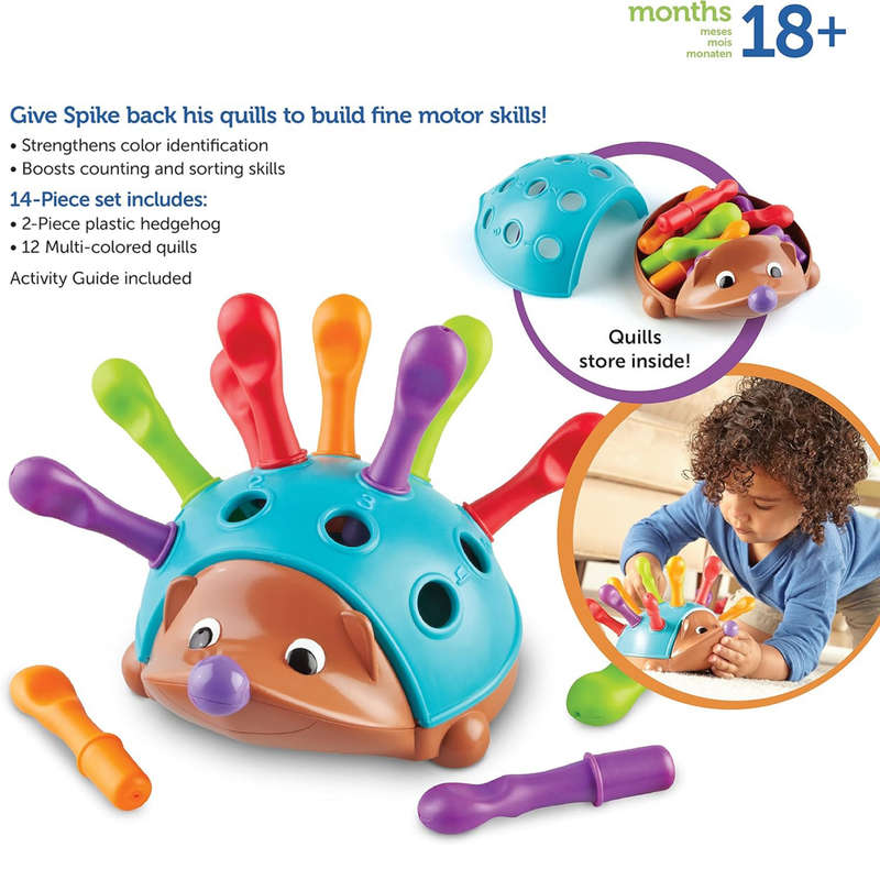 2 Piece Toddler Toys, Fine Motor Hedgehog Toy & Baby Spinning Stacking Toy