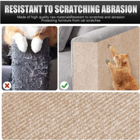 Self-Adhesive Mats, Trimmable DIY Cat Scratcher Pads - 2 Piece Beige