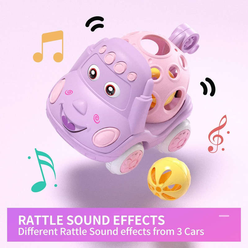 Baby Girl Toy Cars, Baby Toys, Push and Go, Soft Rattle Car For Toddlers