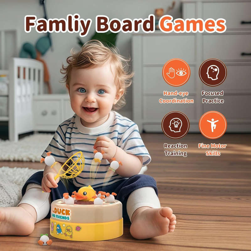 Duck Catching Game and 2 Transformable Fidget Spinners, Family Activity Toys
