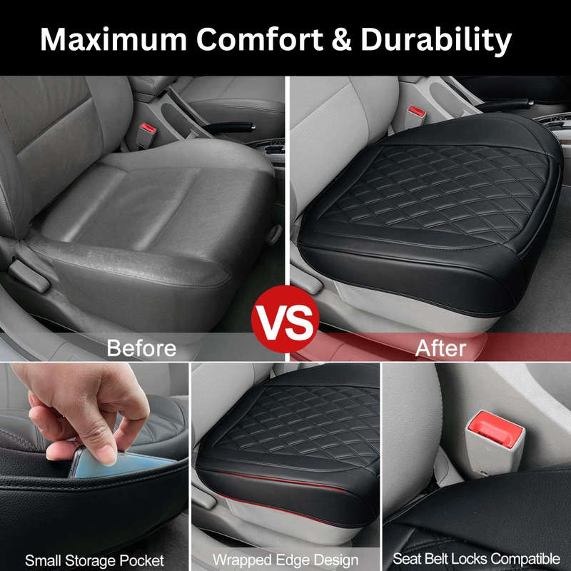 2 Pieces Car Seat Cover with Pocket & 4 Pcs Car Mats, Universal Size, Black