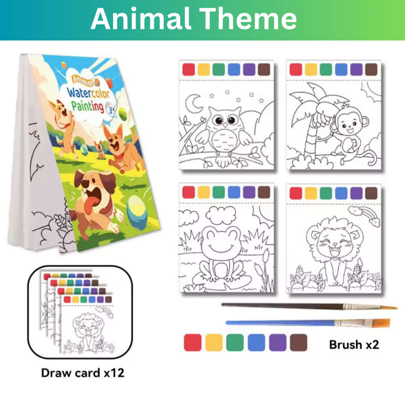 3 Pack Reusable Magic Water Coloring Book, Craft Toy With 6 Brushes