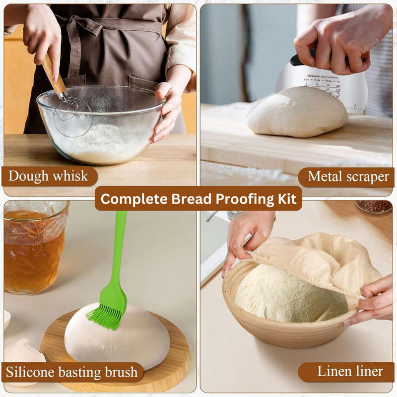 Banneton Bread Proofing Basket,Sourdough Starter Kit,Baking Supplies 20 Pcs