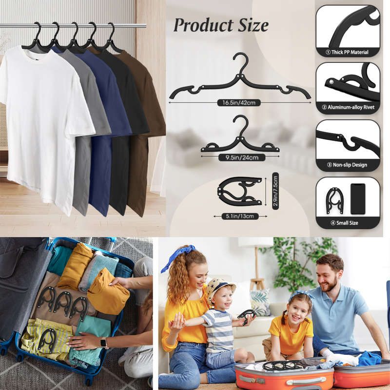 5 Pieces Travel Foldable Hangers With Clips, Portable Travel Essentials