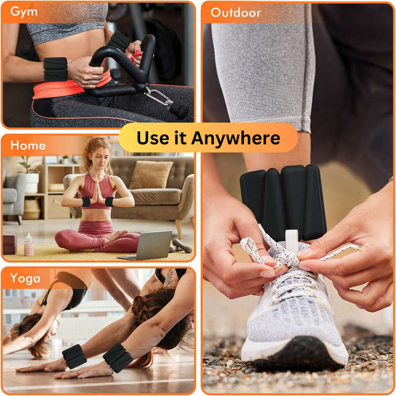 2 Pieces Adjustable Wrist Weights Bands, Ankle Weights for Women & Men