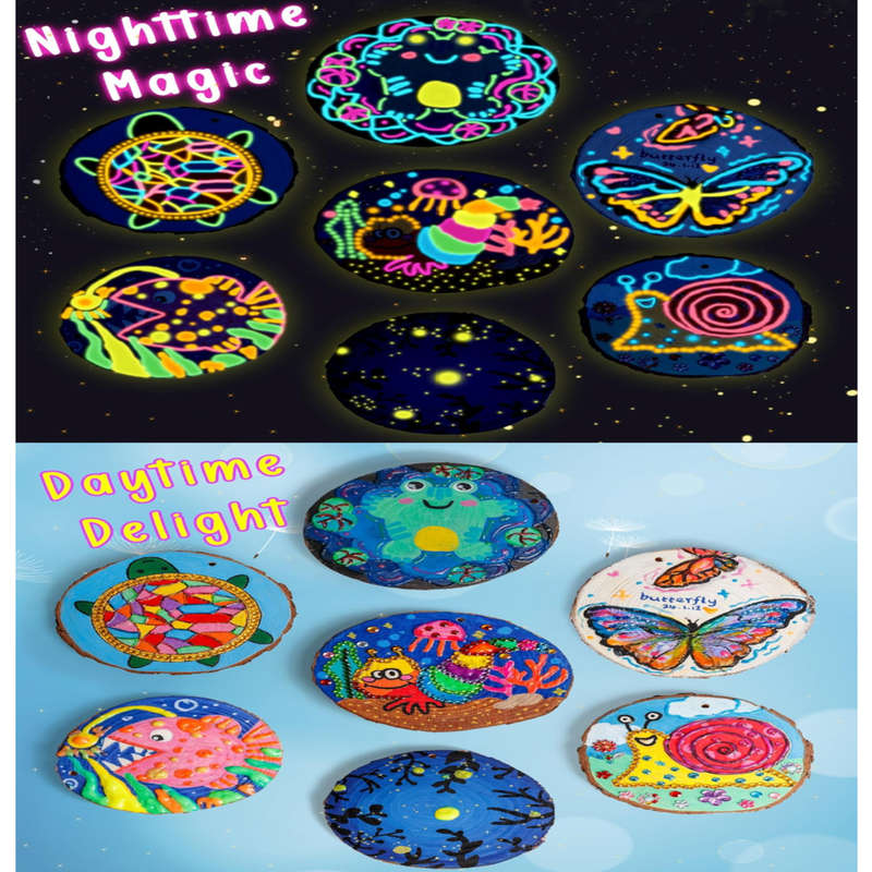 Kids Wooden Painting Kit, Glow in The Dark, Arts & Crafts, Creative Toys