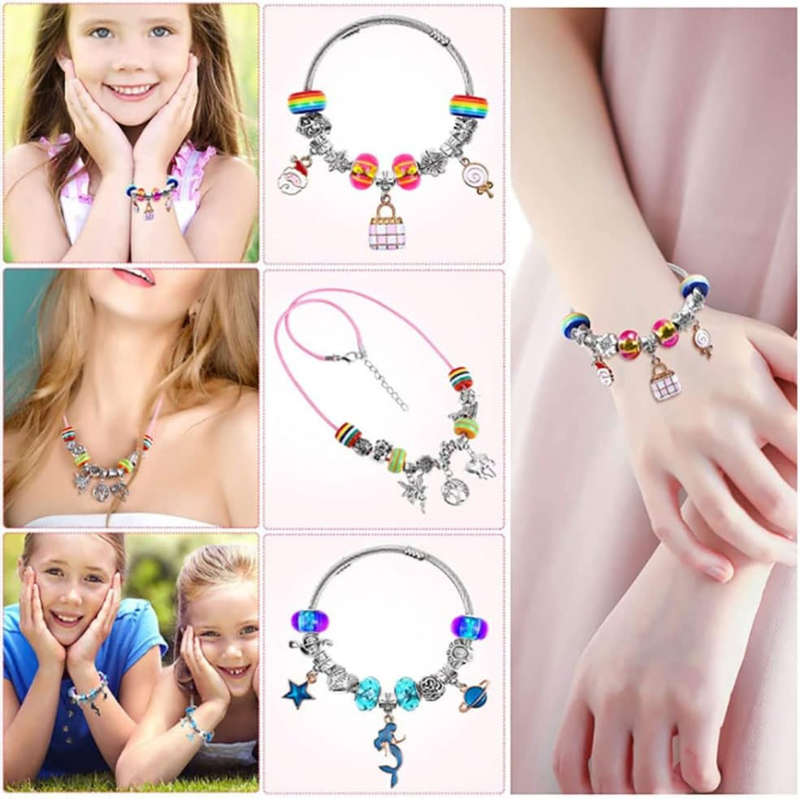 112 Pieces Charms Bracelet Making Kit for Girls, Jewelry Necklace Making Set