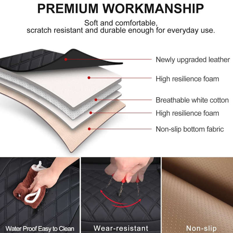 2 Pieces Car Seat Cover with Pocket & 4 Pcs Car Mats, Universal Size, Black