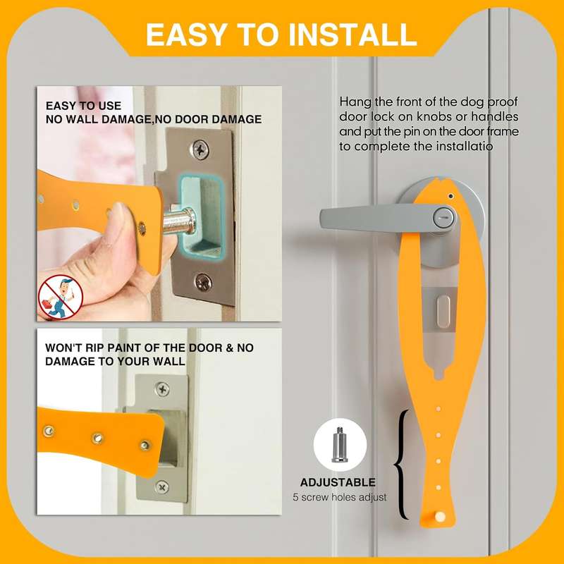 Cat Door Latch & Cat Door Stopper, Adjustable Interior Door Strap For Cats
