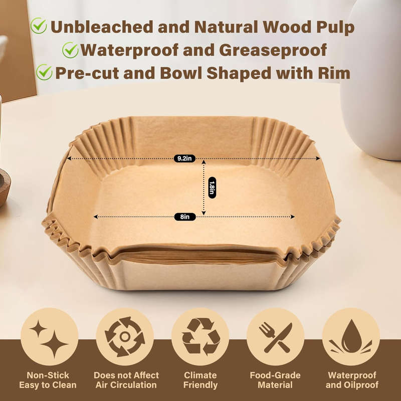 200x Air Fryer Liners Disposable & 12x Reusable Silicone Round Baking Cups