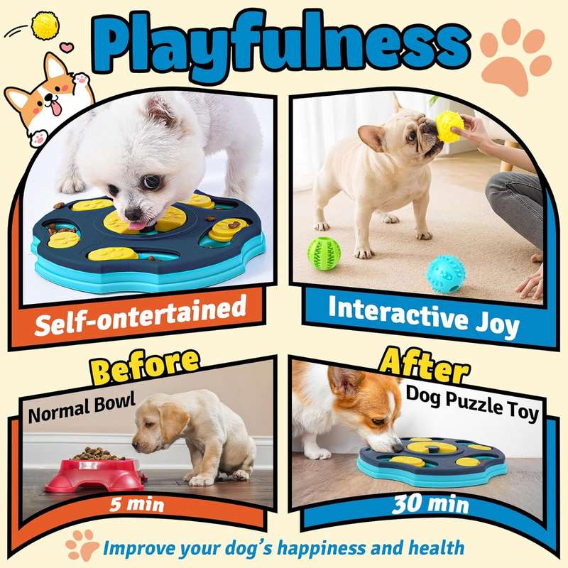 9 Pack Dog Puzzle Toy Set, Dog Enrichment Toys with Lick Mat & Treat Balls