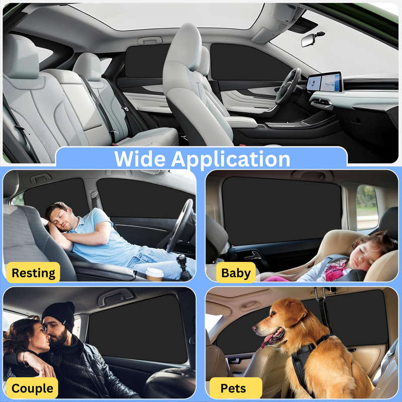 4 Pcs Magnetic Car Window Shades, Car Window Covers, 100% Block Light