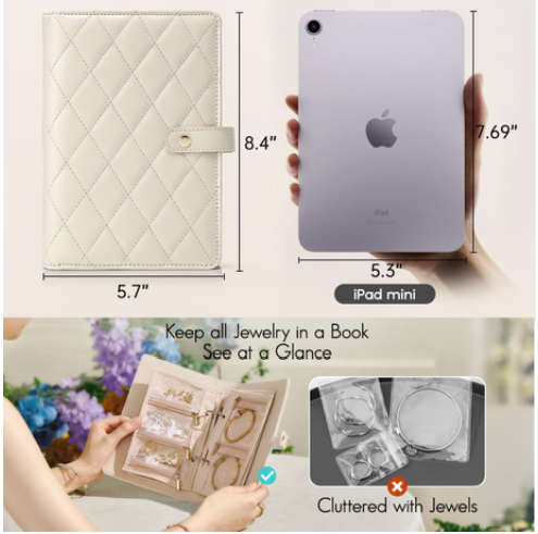 Travel Jewellery Organizer Case, Jewellery Storage Book Clear Ring Binder
