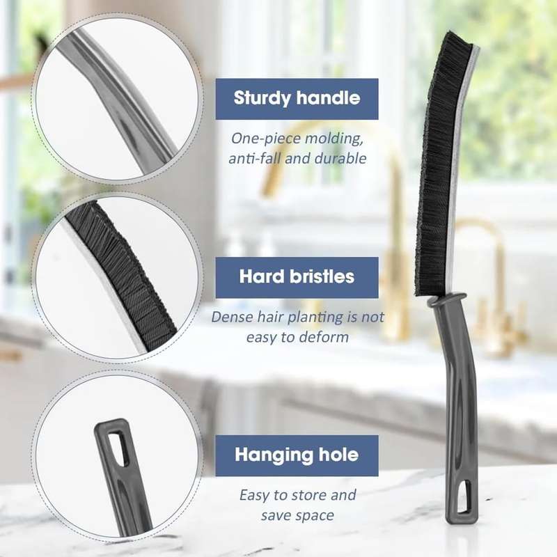 3 Piece Crevice Cleaning Brush, Hard Bristle, Grout Brush, Shower Brush