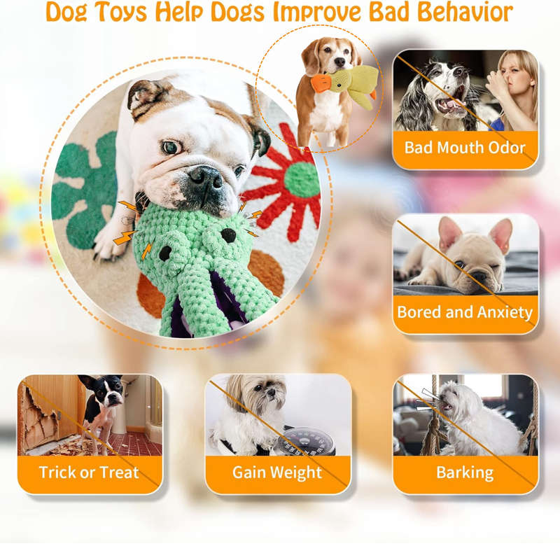 2 Pack Dog Toys, Large Squeaky Plush Dog Toy & Calming Duck Toy for Aggressive Chewers, Training ...