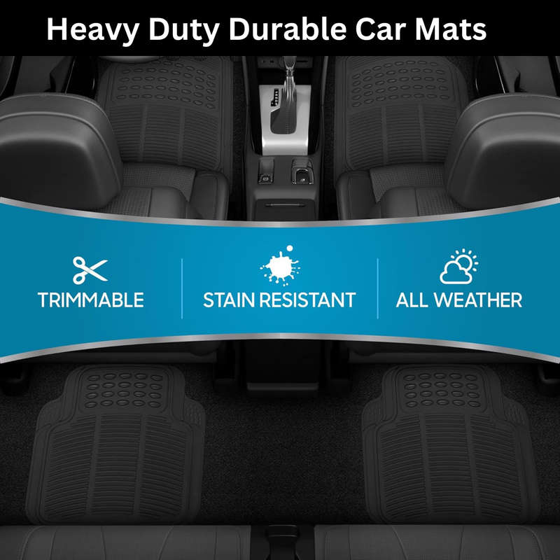 2 Pieces Car Seat Cover with Pocket & 4 Pcs Car Mats, Universal Size, Black