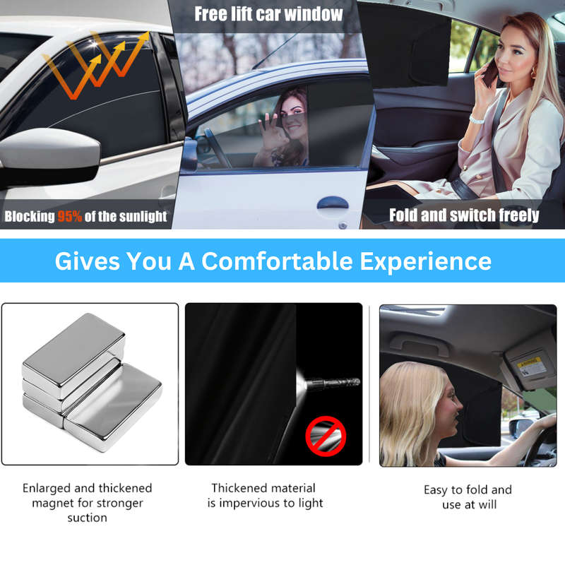 4 Pcs Magnetic Car Window Shades, Car Window Covers, 100% Block Light