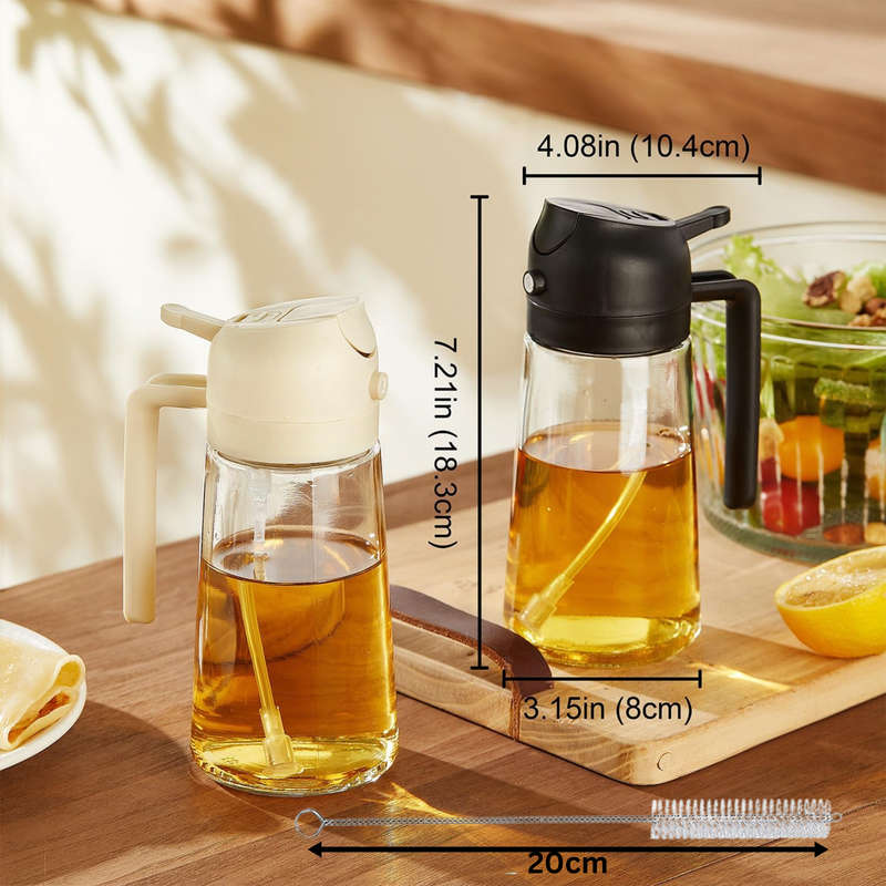 2 Pack 2-in-1 Olive Oil Sprayer With Brush & Labels For Cooking, Air Fryer