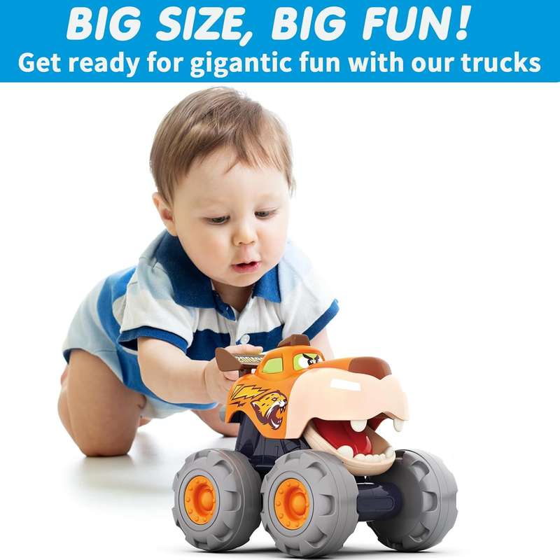 Friction Powered Monster Truck Toy, Push & Go, Toy Cars, Cars for Toddlers - Orange