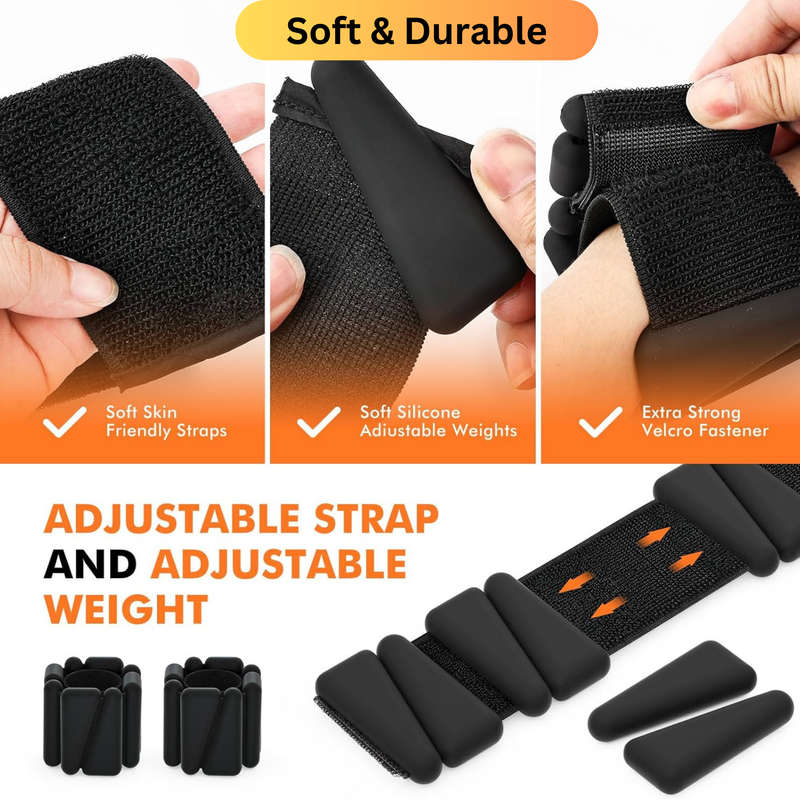 2 Pieces Adjustable Wrist Weights Bands, Ankle Weights for Women & Men