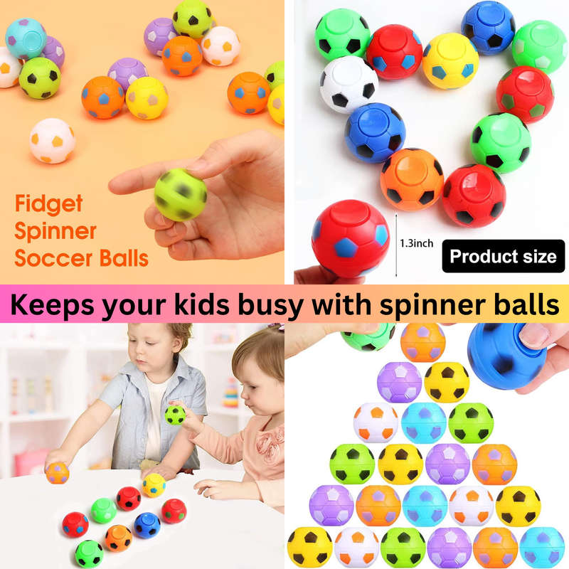 20 Pack Party Favours for Kids, LED Fidget Spinner Bracelets & Soccer Balls