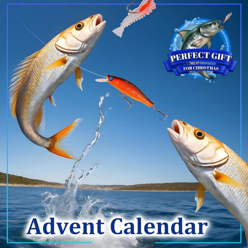24 Piece Fishing Lures Kit, Fishing Advent Calendar 2025, Gift Packaging