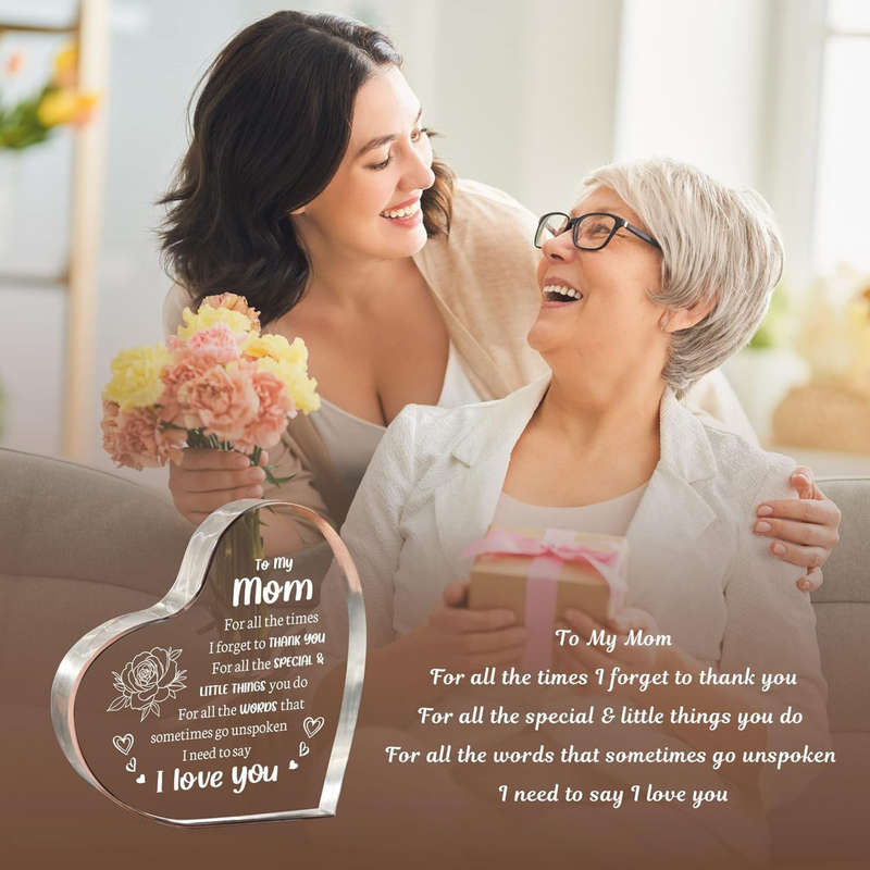 Gifts for Mom, Acrylic Keepsake 3.9x3.9 Inch, Mom Birthday & Christmas Gift
