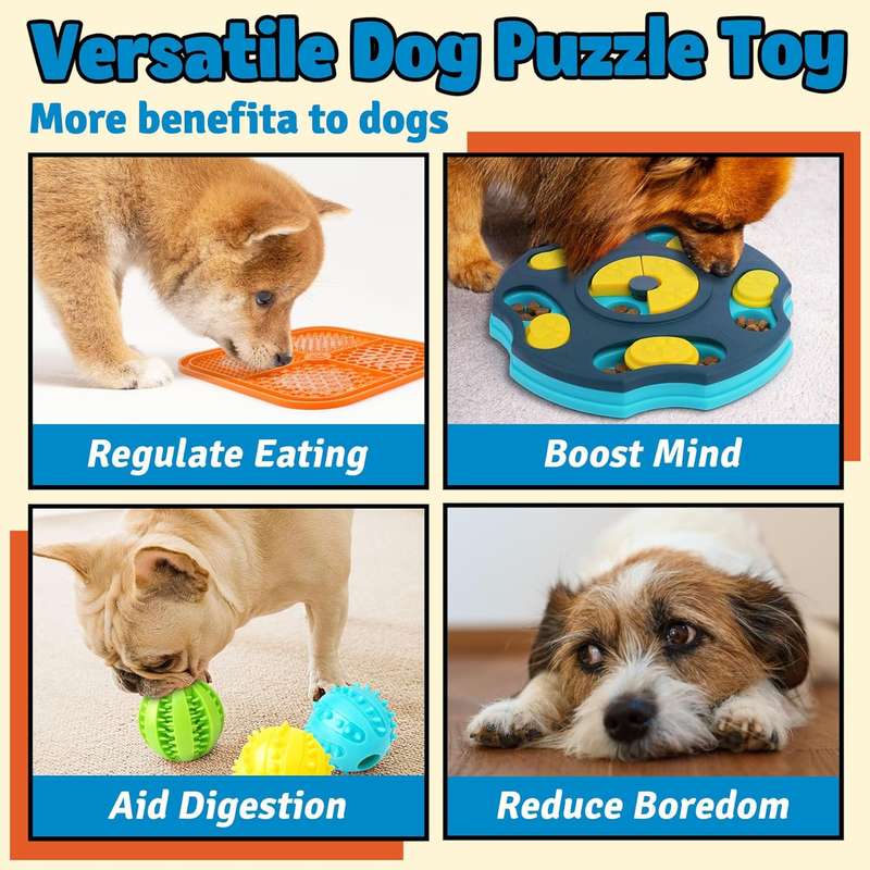 9 Pack Dog Puzzle Toy Set, Dog Enrichment Toys with Lick Mat & Treat Balls